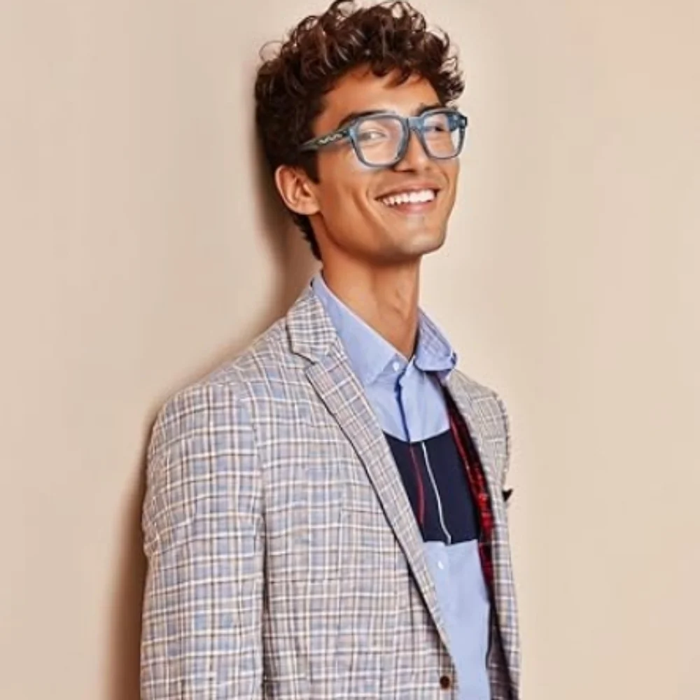 Oversized Square Blue Light Blocking Glasses Computer Blue Frame Eyewear - Picture 5 of 9